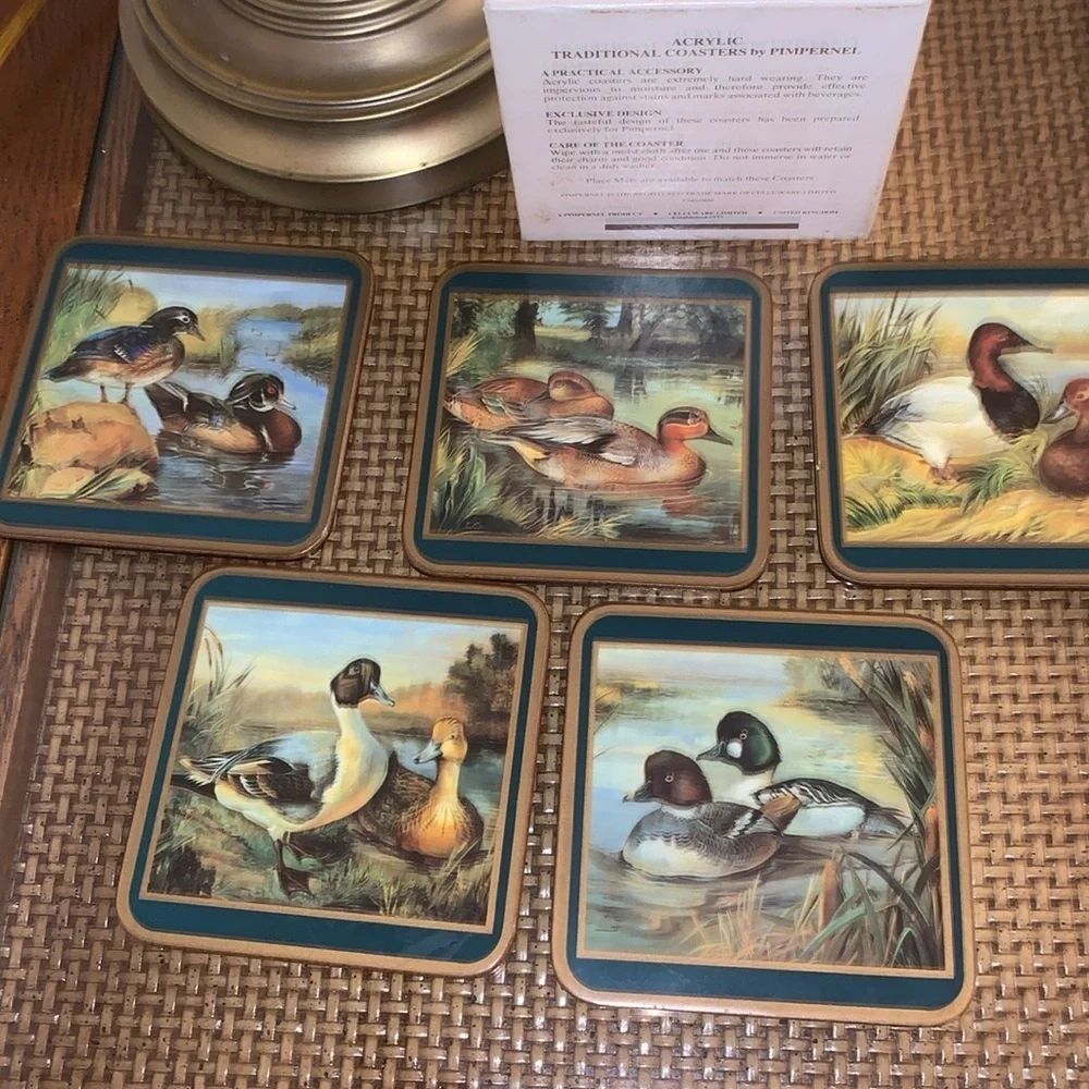 Pimpernel Duck Themed Acrylic Traditional Coasters Vintage Retro Home Decor